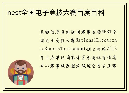 nest全国电子竞技大赛百度百科
