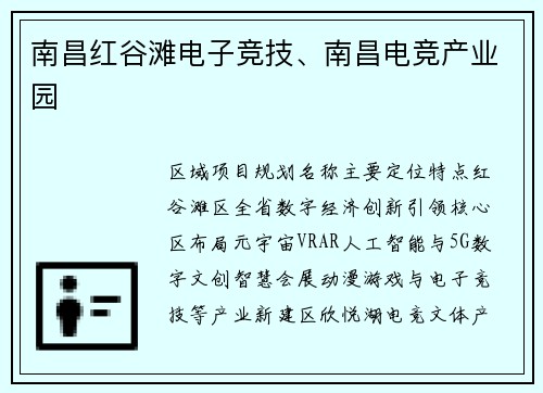 南昌红谷滩电子竞技、南昌电竞产业园